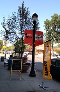 Downtown light post with banner