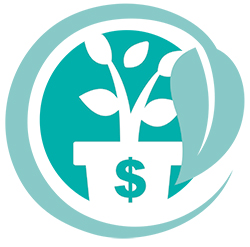 Icon featuring plant and dollar sign to represent economic vitality