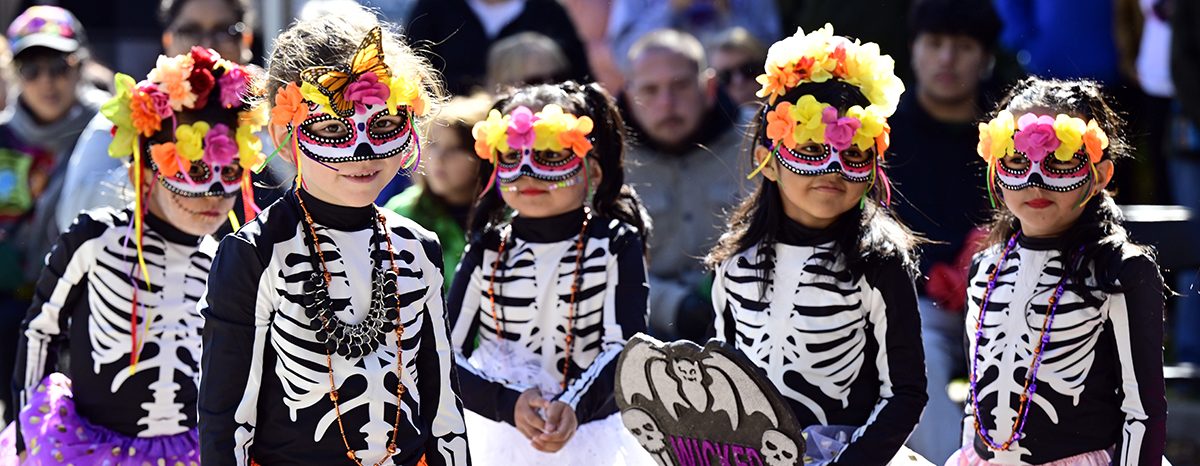 A group of children dressed as skeletons