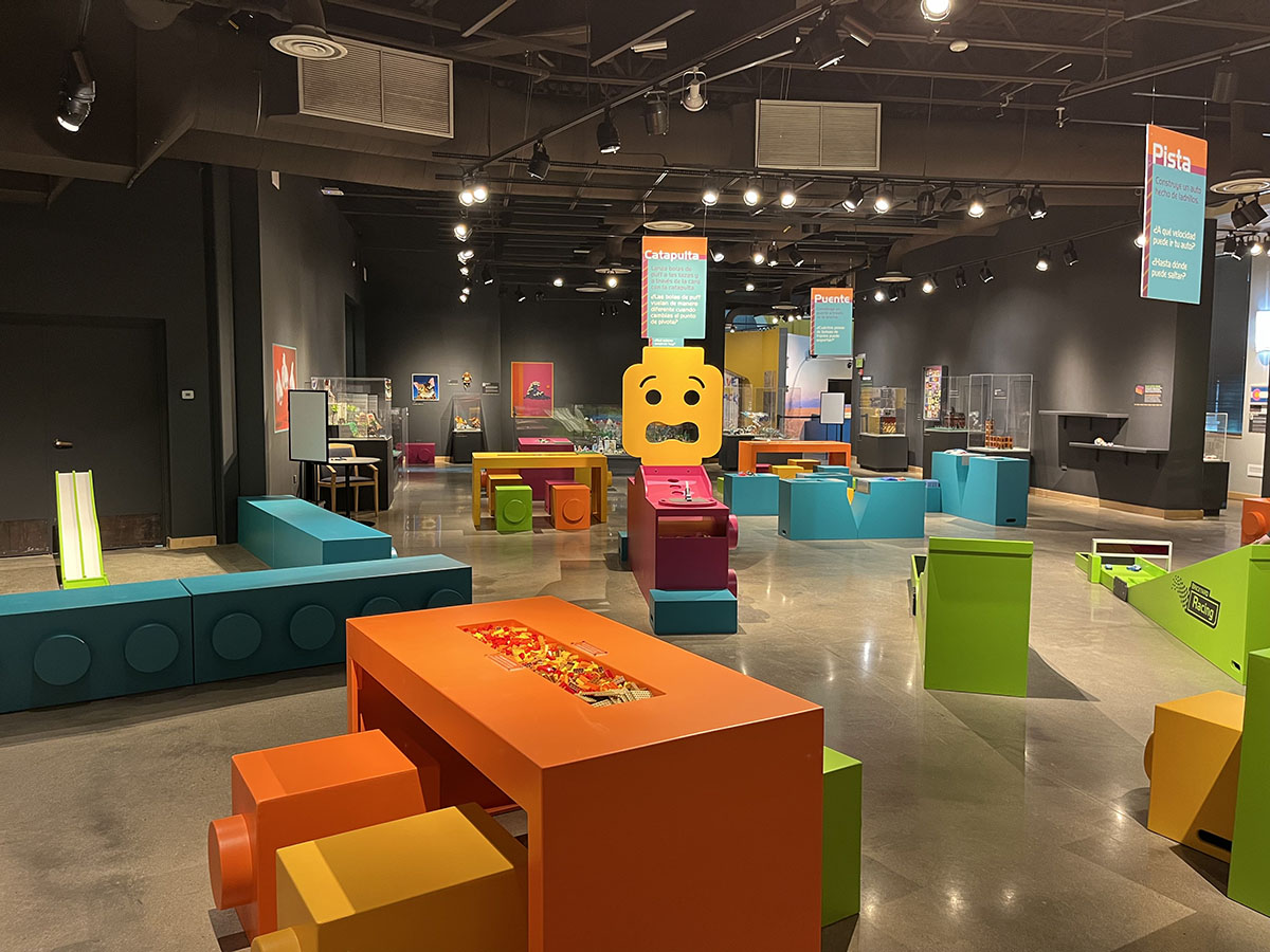 Colorful blocks in a large exhibit for LEGOs