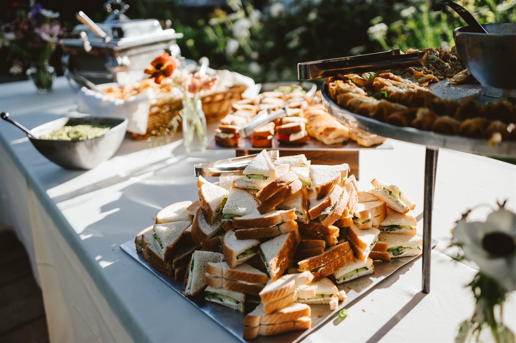 Wedding food buffet on Callahan House lawn